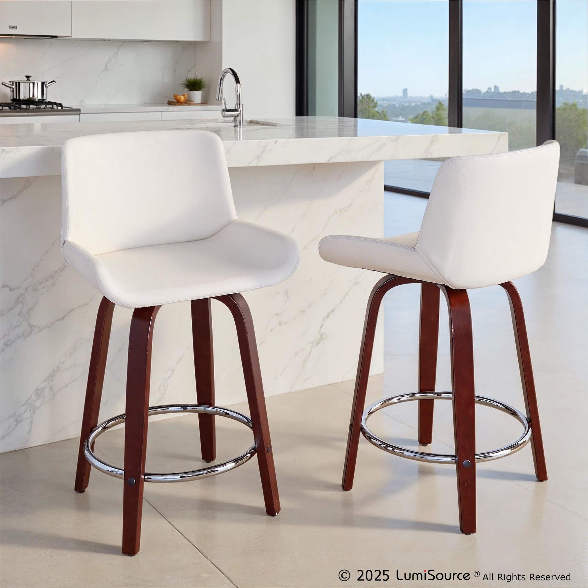 Santi Upholstered 24" Fixed-height Counter Stool - Set Of 2